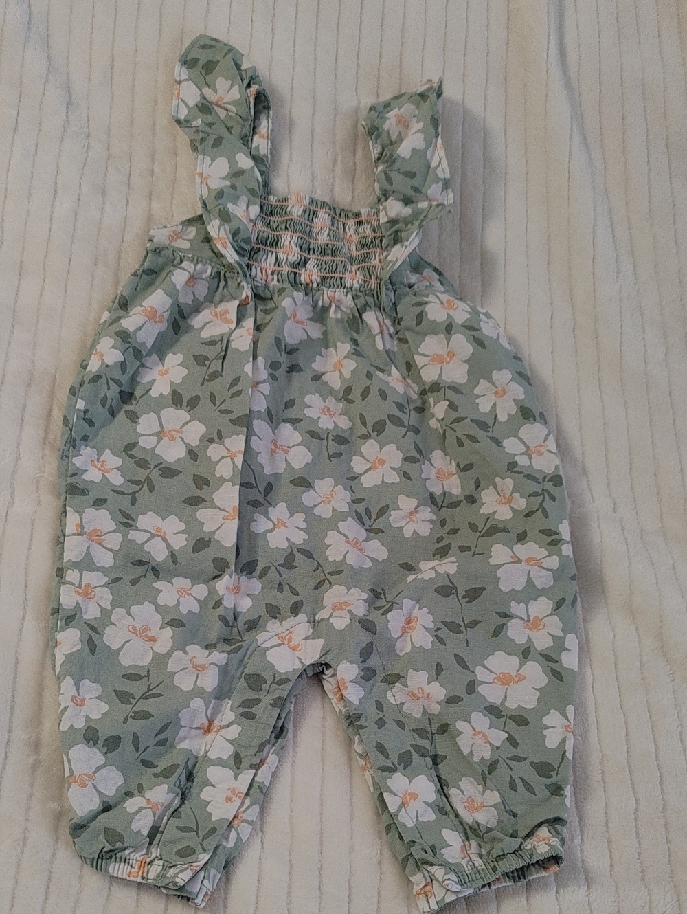 Carter's Green Floral Smocked Romper